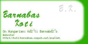 barnabas koti business card